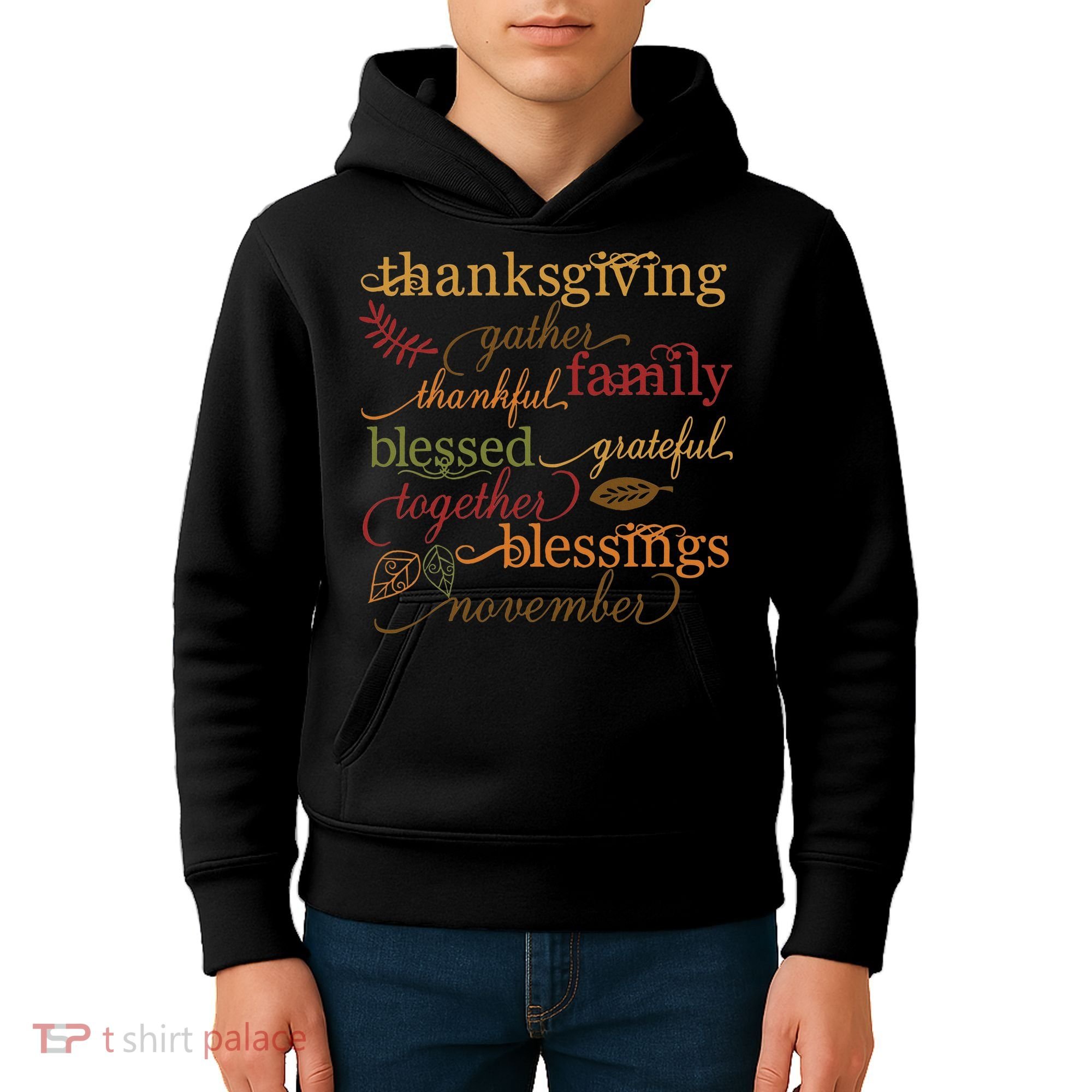Thankful Blessings Thanksgiving Family Kids Hoodie