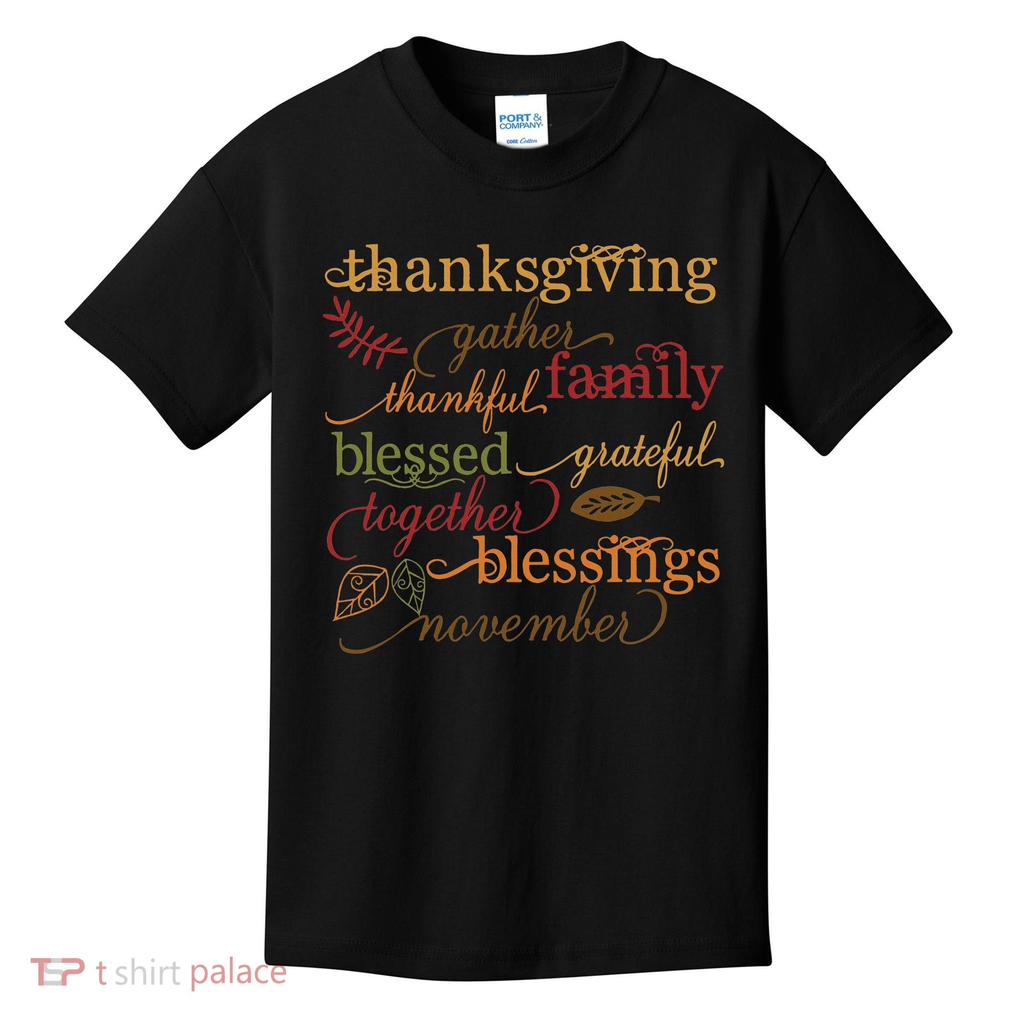 Thankful Blessings Thanksgiving Family Kids T-Shirt