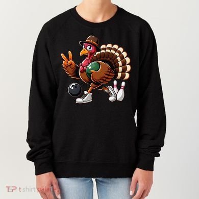 Turkey Bowling Thanksgiving Turkey Playing Bowling Turkey Women's Sweatshirt