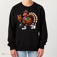 Turkey Bowling Thanksgiving Turkey Playing Bowling Turkey Women's Sweatshirt thumb 0
