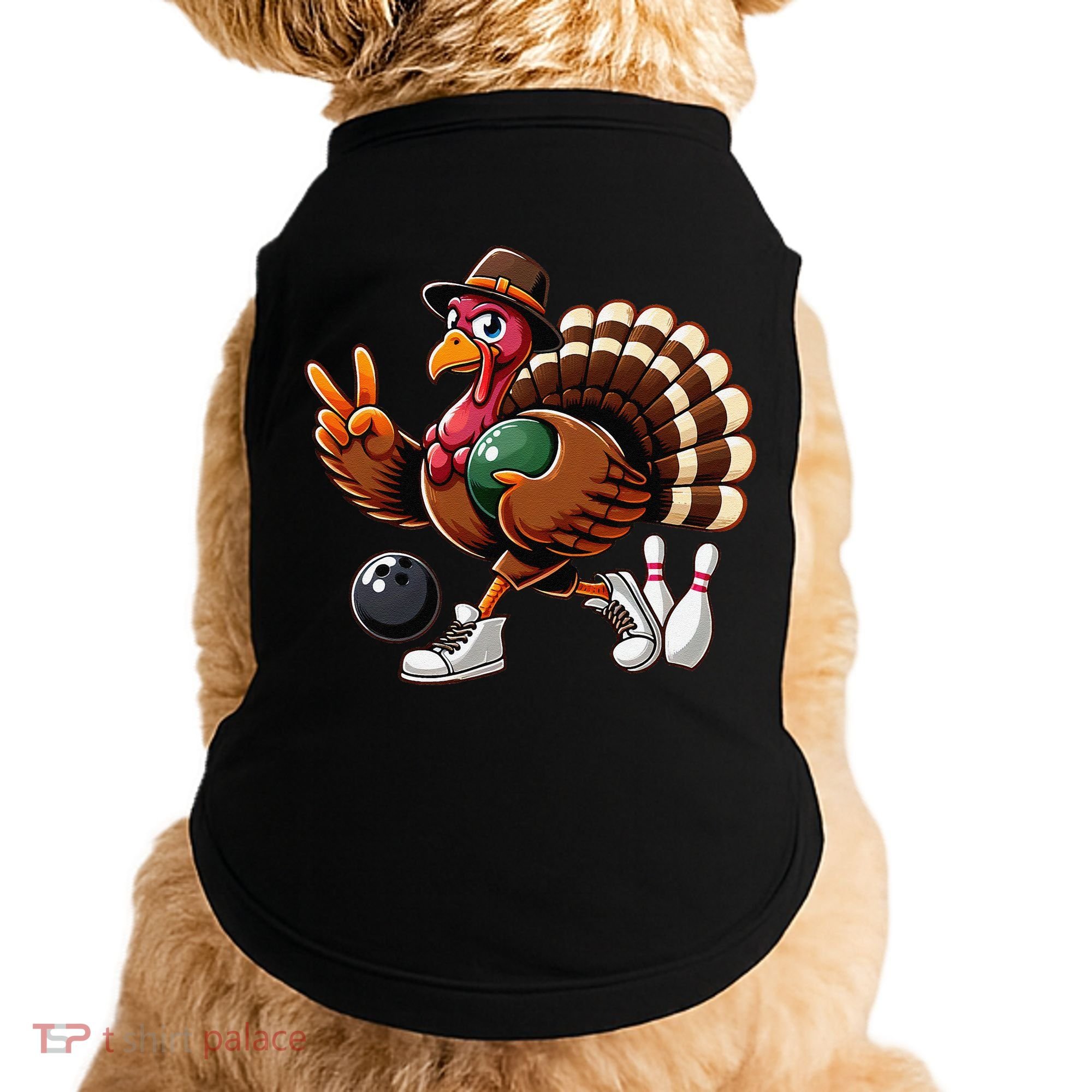 Turkey Bowling Thanksgiving Turkey Playing Bowling Turkey Doggie Tank
