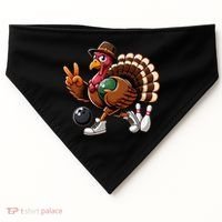Turkey Bowling Thanksgiving Turkey Playing Bowling Turkey USA-Made Doggie Bandana thumb 0