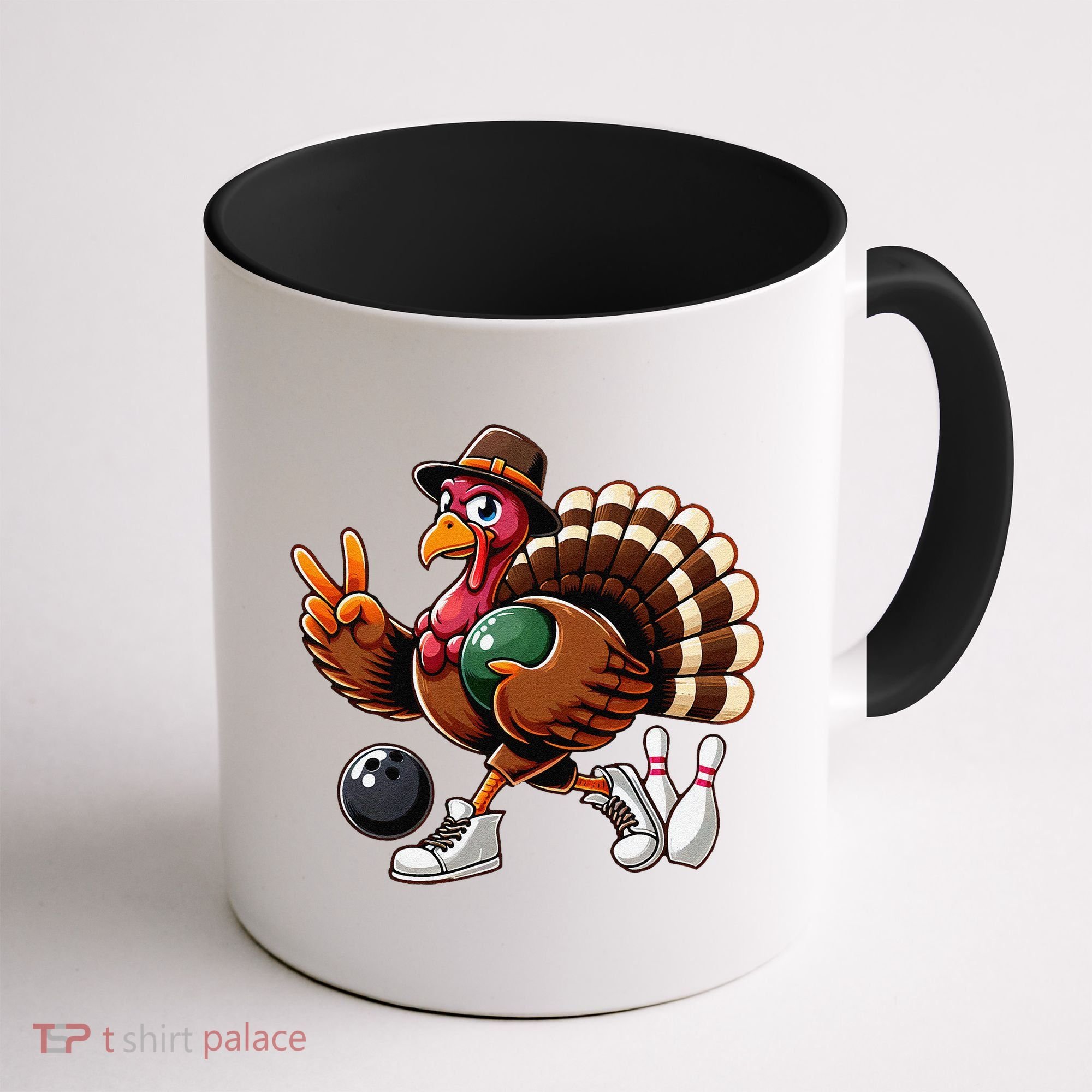 Turkey Bowling Thanksgiving Turkey Playing Bowling Turkey Coffee Mug