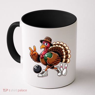 Turkey Bowling Thanksgiving Turkey Playing Bowling Turkey Coffee Mug