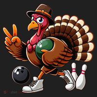 Turkey Bowling Thanksgiving Turkey Playing Bowling Turkey Beanie thumb 2