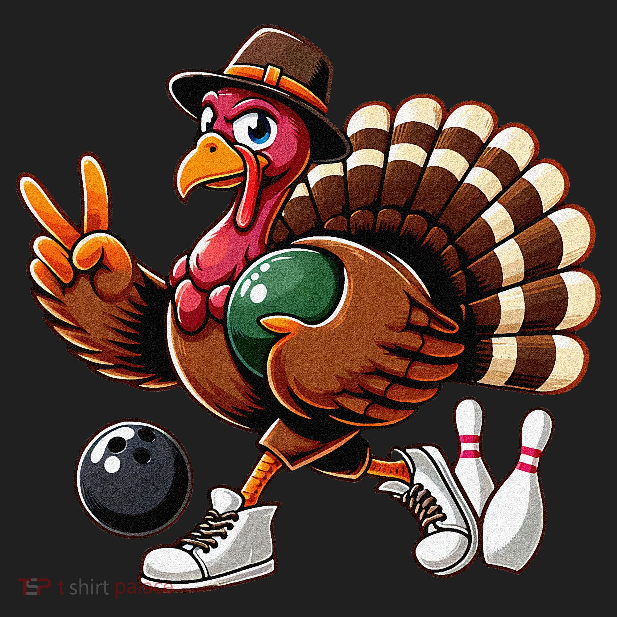 Turkey Bowling Thanksgiving Turkey Playing Bowling Turkey Beanie