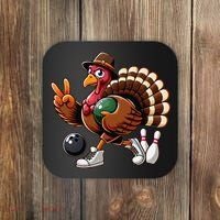Turkey Bowling Thanksgiving Turkey Playing Bowling Turkey Coaster thumb 0