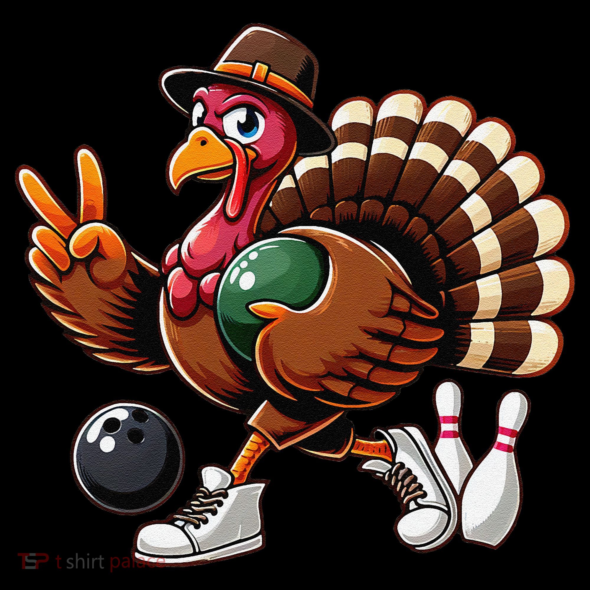 Turkey Bowling Thanksgiving Turkey Playing Bowling Turkey Women's Hoodie