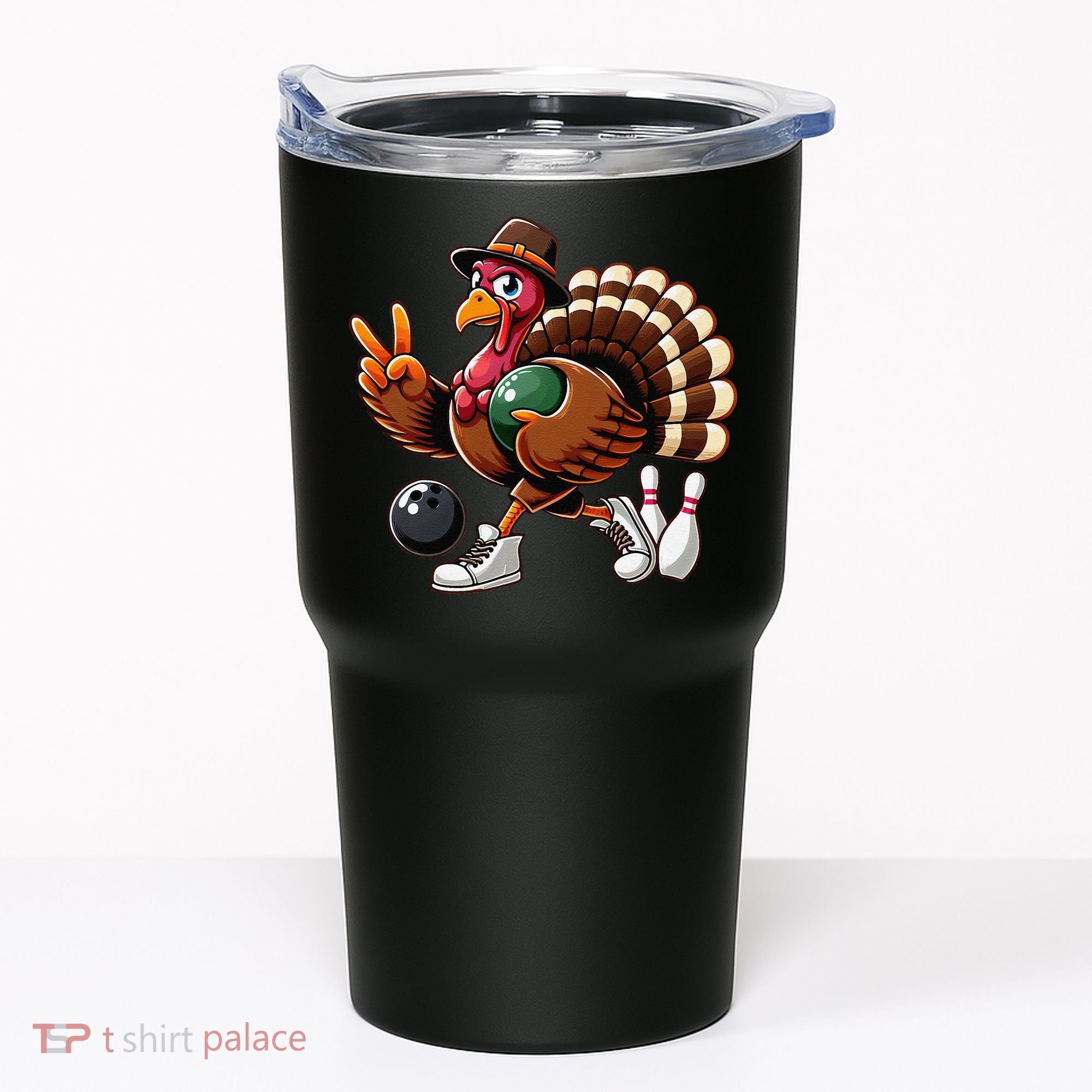 Turkey Bowling Thanksgiving Turkey Playing Bowling Turkey Tumbler