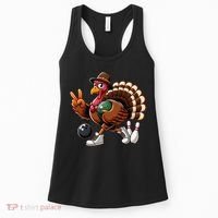 Turkey Bowling Thanksgiving Turkey Playing Bowling Turkey Women's Tank Top thumb 0
