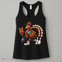 Turkey Bowling Thanksgiving Turkey Playing Bowling Turkey Women's Tank Top thumb 3