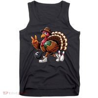 Turkey Bowling Thanksgiving Turkey Playing Bowling Turkey Tank Top thumb 0