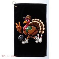 Turkey Bowling Thanksgiving Turkey Playing Bowling Turkey Golf Towel thumb 0