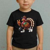 Turkey Bowling Thanksgiving Turkey Playing Bowling Turkey Toddler T-Shirt thumb 2