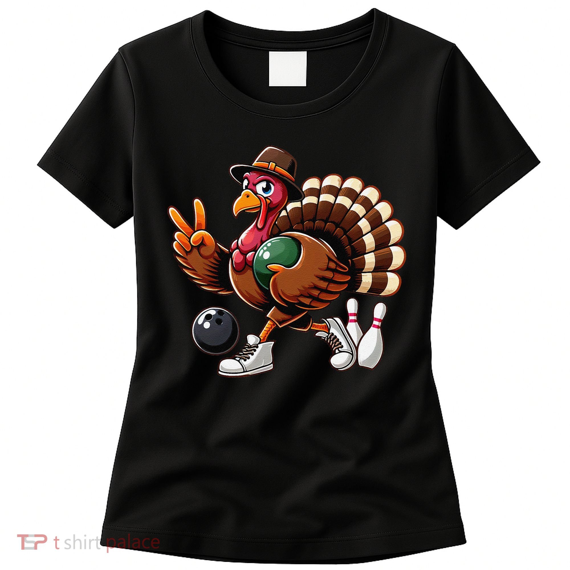 Turkey Bowling Thanksgiving Turkey Playing Bowling Turkey Women's T-Shirt