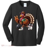 Turkey Bowling Thanksgiving Turkey Playing Bowling Turkey Kids Long Sleeve Shirt thumb 0