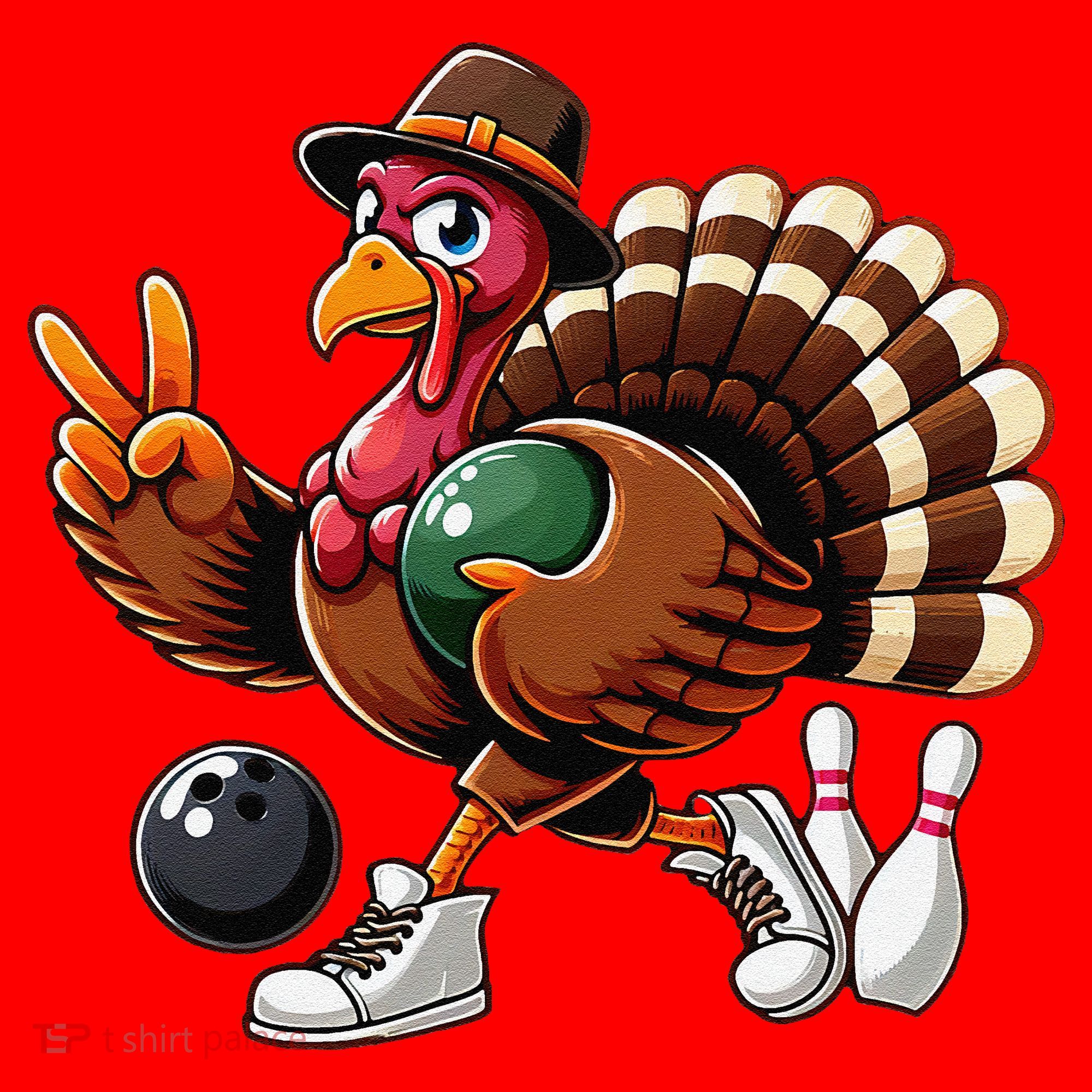 Turkey Bowling Thanksgiving Turkey Playing Bowling Turkey Santa Hat