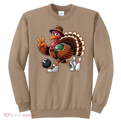 Turkey Bowling Thanksgiving Turkey Playing Bowling Turkey Sweatshirt