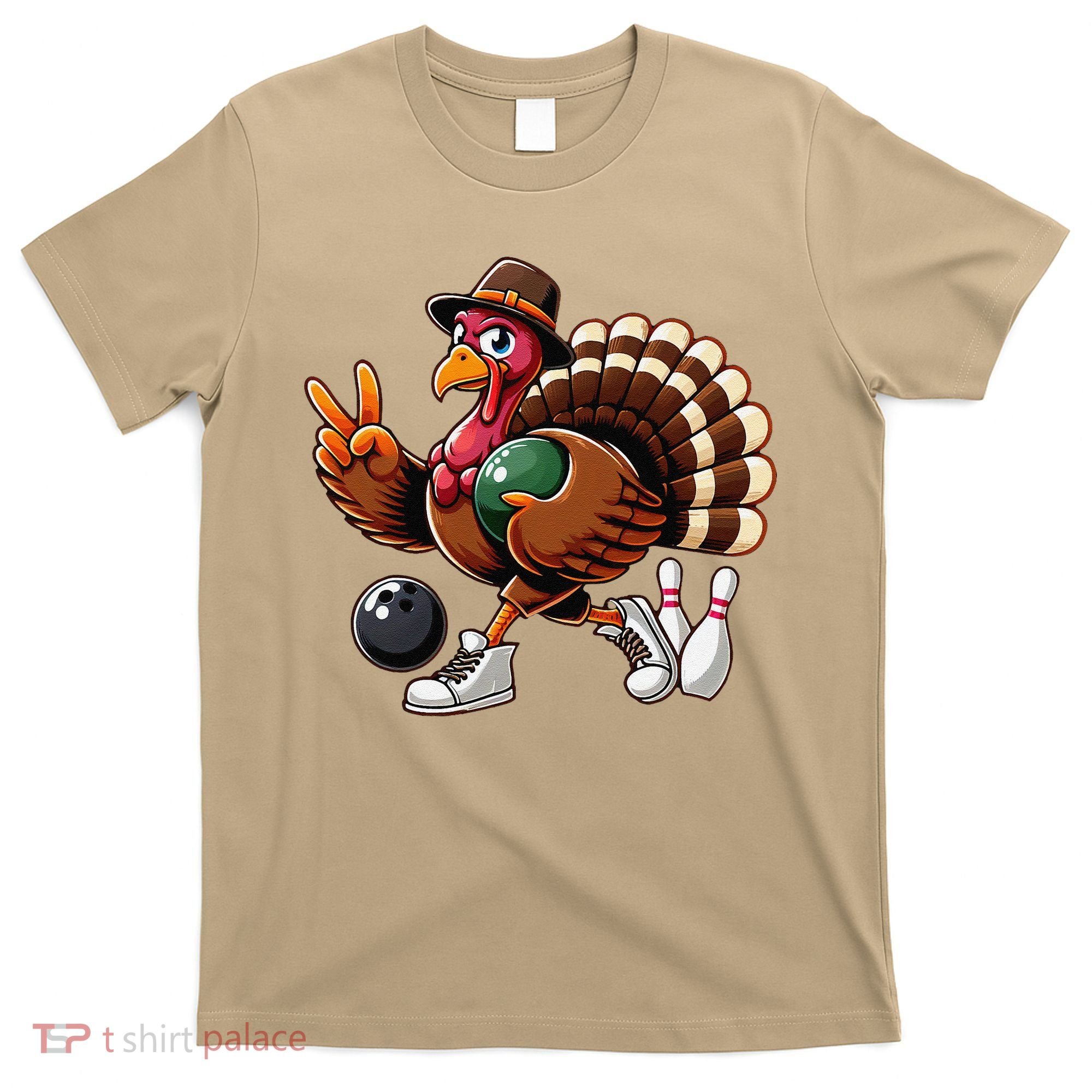 Turkey Bowling Thanksgiving Turkey Playing Bowling Turkey T-Shirt