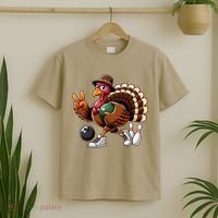 Turkey Bowling Thanksgiving Turkey Playing Bowling Turkey T-Shirt thumb 2