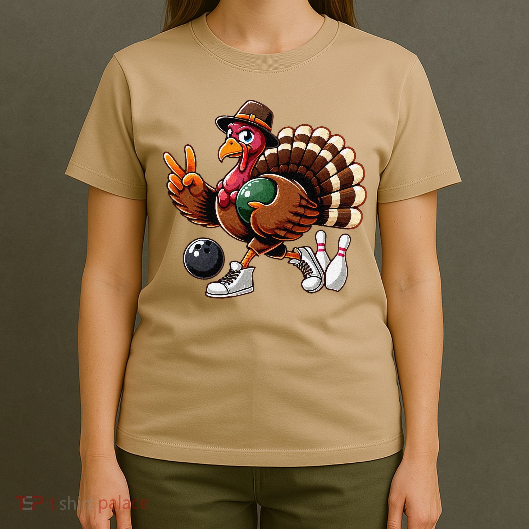 Turkey Bowling Thanksgiving Turkey Playing Bowling Turkey T-Shirt