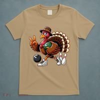Turkey Bowling Thanksgiving Turkey Playing Bowling Turkey T-Shirt thumb 5