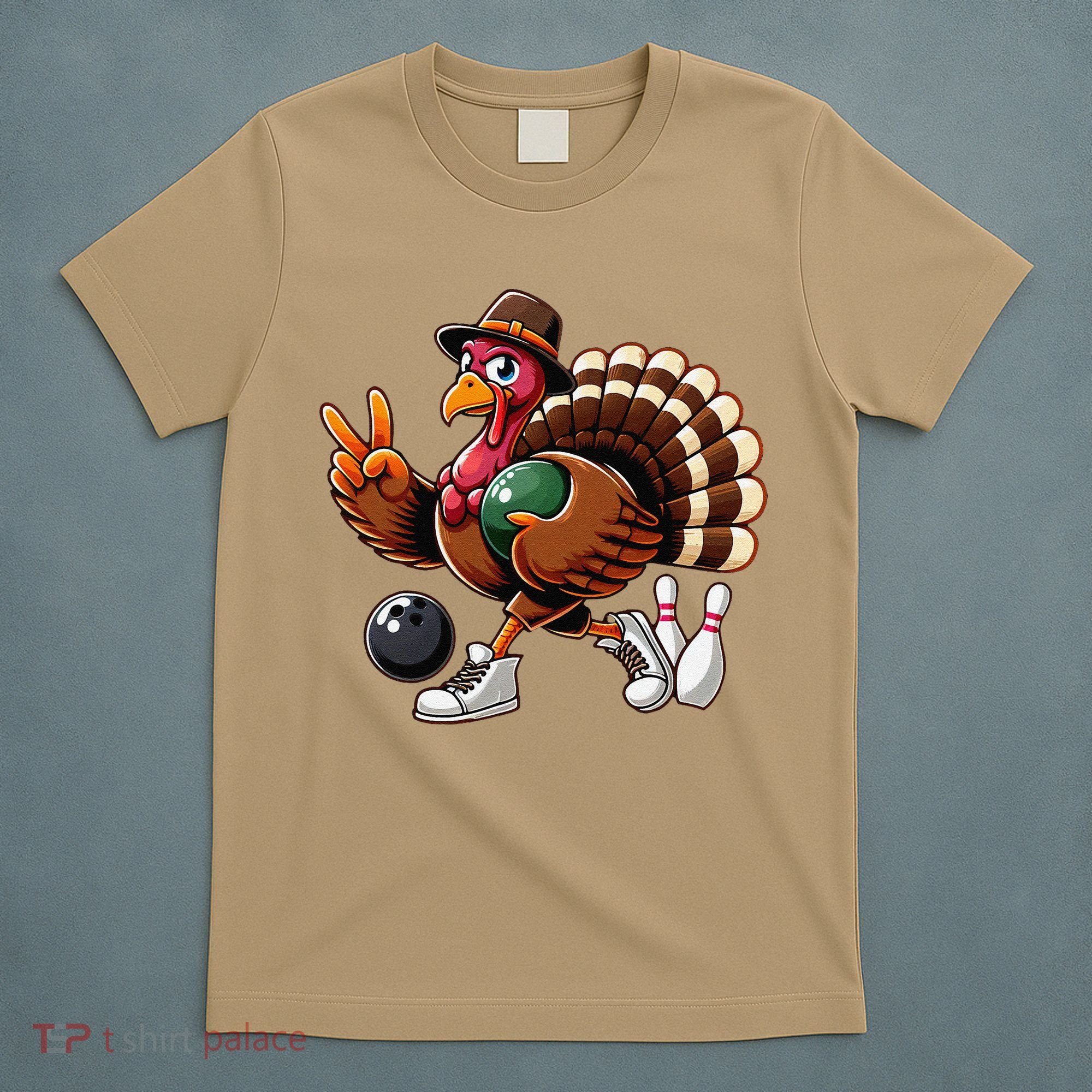 Turkey Bowling Thanksgiving Turkey Playing Bowling Turkey T-Shirt