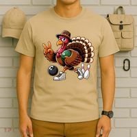 Turkey Bowling Thanksgiving Turkey Playing Bowling Turkey T-Shirt thumb 6