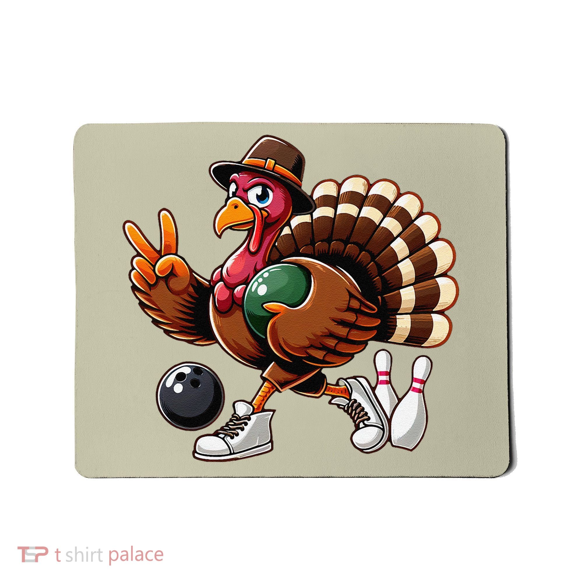Turkey Bowling Thanksgiving Turkey Playing Bowling Turkey Mousepad