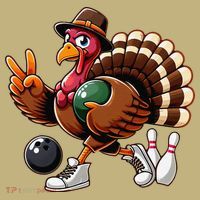 Turkey Bowling Thanksgiving Turkey Playing Bowling Turkey Mousepad thumb 1