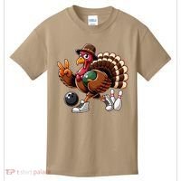 Turkey Bowling Thanksgiving Turkey Playing Bowling Turkey Kids T-Shirt thumb 0