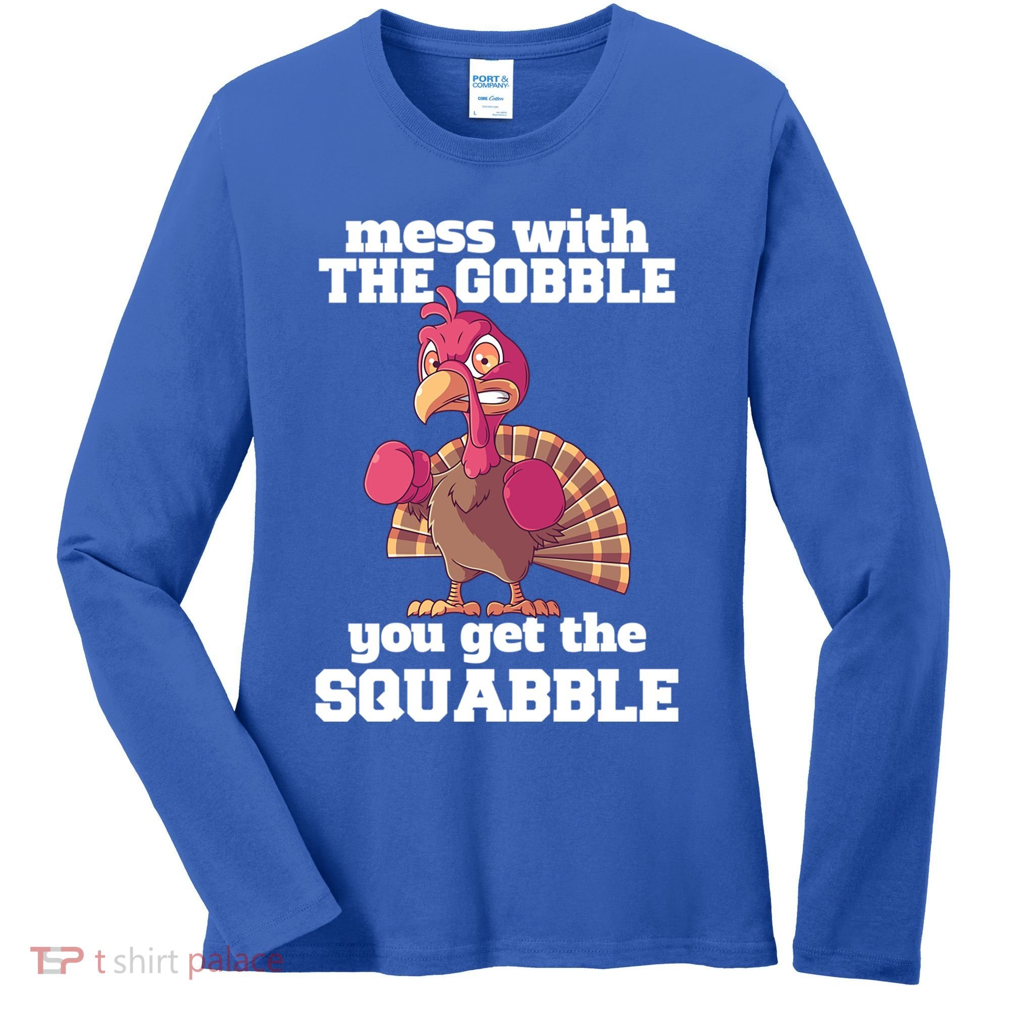 Turkey Boxing Thanksgiving Mma Kickboxing Karate Gobble Cool Gift Women's Long Sleeve Shirt