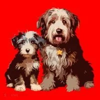 Two Bob Tail Dogs Santa Hat thumb 1