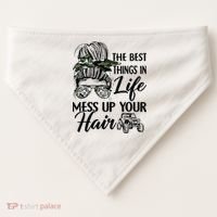 The Best Things In Life Mess Up Your Hair UTV SXS Funny USA-Made Doggie Bandana thumb 0