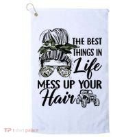 The Best Things In Life Mess Up Your Hair UTV SXS Funny Golf Towel thumb 0