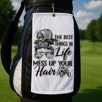 The Best Things In Life Mess Up Your Hair UTV SXS Funny Golf Towel thumb 2