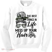 The Best Things In Life Mess Up Your Hair UTV SXS Funny Kids Sweatshirt thumb 0