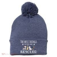 The Best Things In Life Are Rescued Dog Rescue Pom Pom 12in Knit Beanie thumb 0