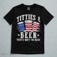Titties & Beer Thats Why Im Here Red White And Blue Shots T-Shirt thumb 5