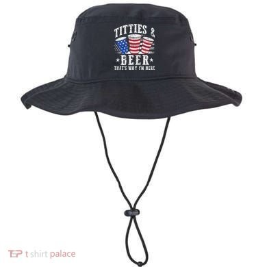 Titties & Beer Thats Why Im Here Red White And Blue Shots Bucket Hat