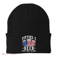 Titties & Beer Thats Why Im Here Red White And Blue Shots Beanie thumb 0