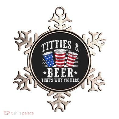 Titties & Beer Thats Why Im Here Red White And Blue Shots Ornament