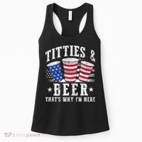 Titties & Beer Thats Why Im Here Red White And Blue Shots Women's Tank Top thumb 0