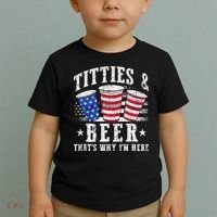 Titties & Beer Thats Why Im Here Red White And Blue Shots Toddler T-Shirt thumb 2