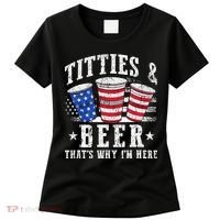 Titties & Beer Thats Why Im Here Red White And Blue Shots Women's T-Shirt thumb 0