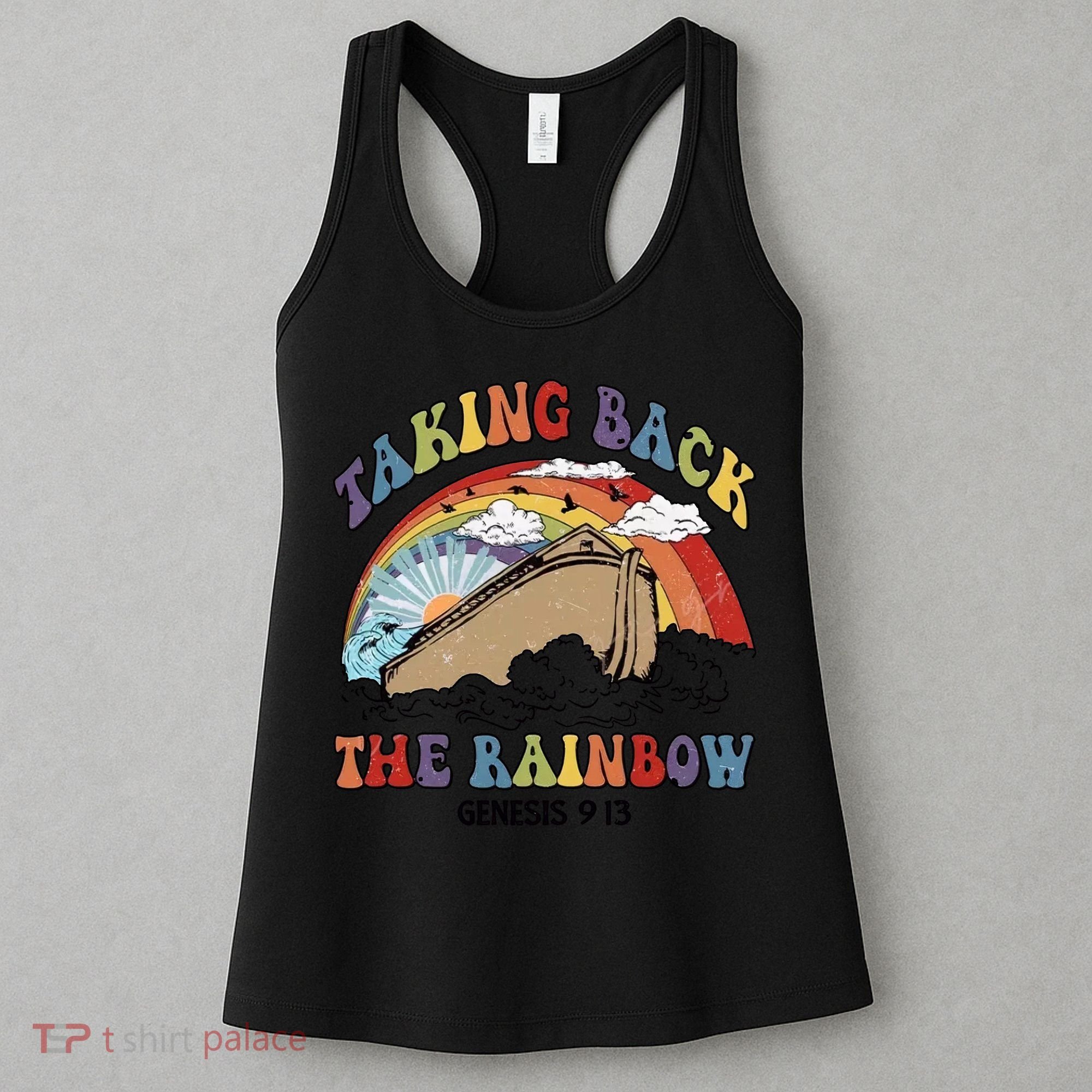 Taking Back The Rainbow Christian Jesus Rainbow Ship Women's Tank Top