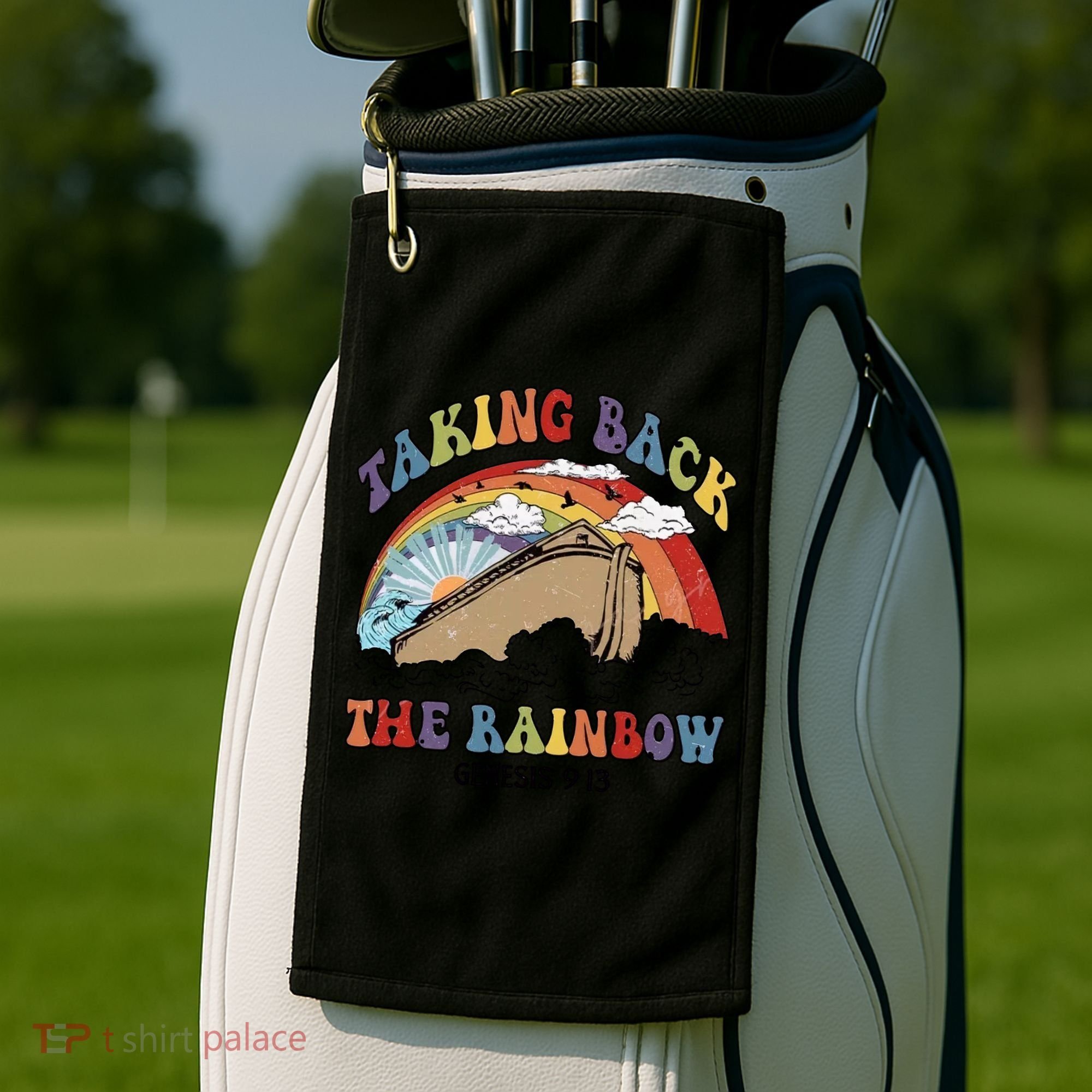 Taking Back The Rainbow Christian Jesus Rainbow Ship Golf Towel