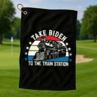 Take Biden To The Train Station Yellowstone Golf Towel thumb 1