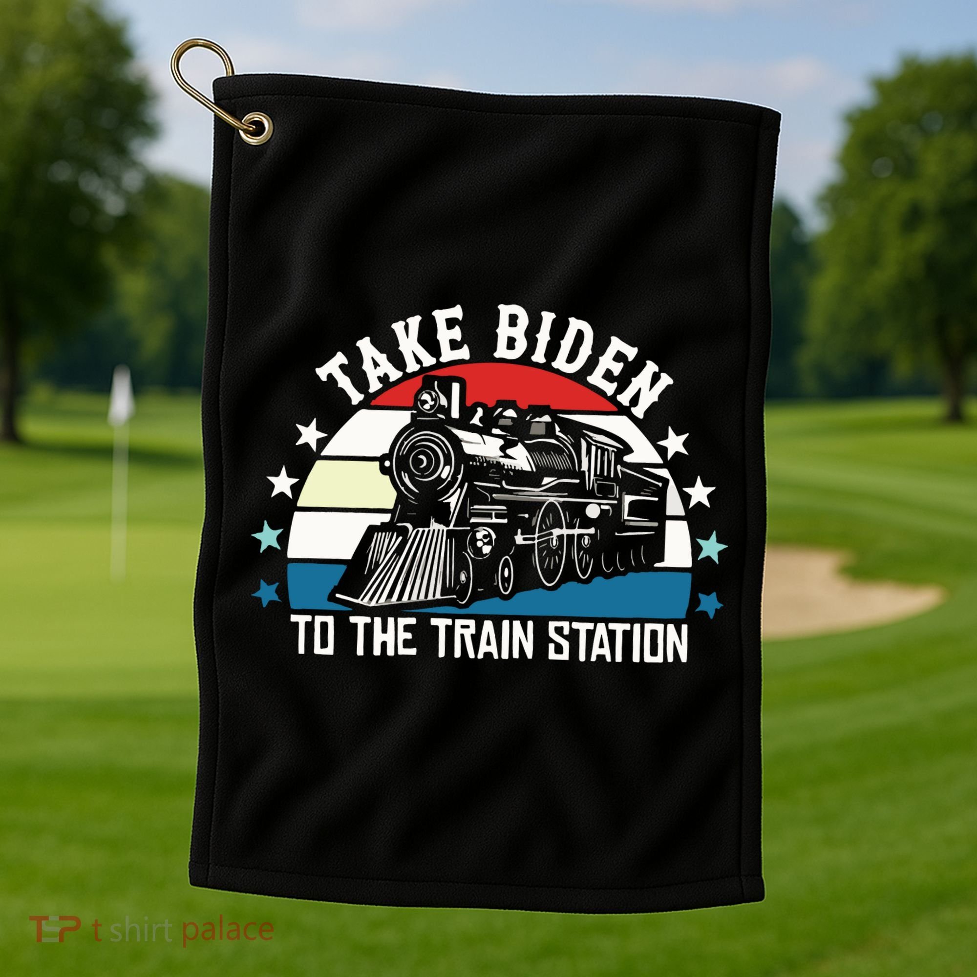 Take Biden To The Train Station Yellowstone Golf Towel