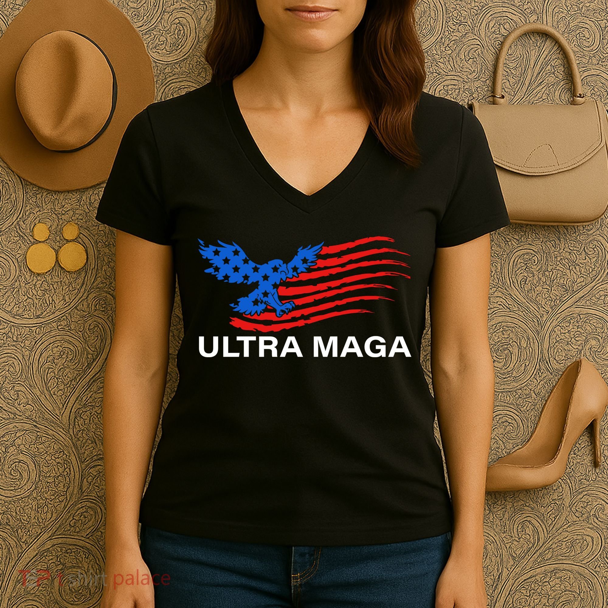 Trump Buff Ultra MAGA Women's V-Neck T-Shirt